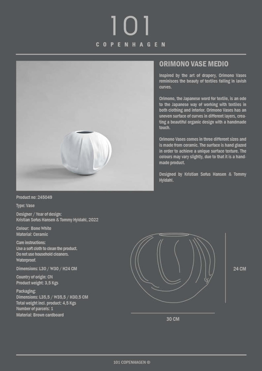 Orimono Vase, Medio - Bone White
