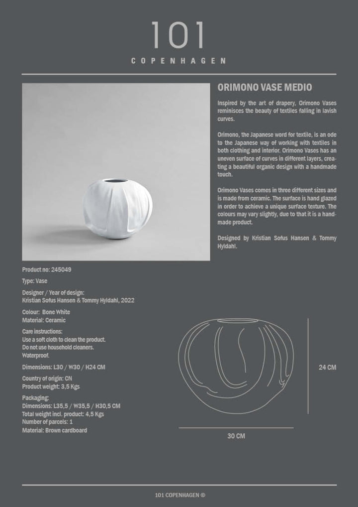 Orimono Vase, Medio - Bone White